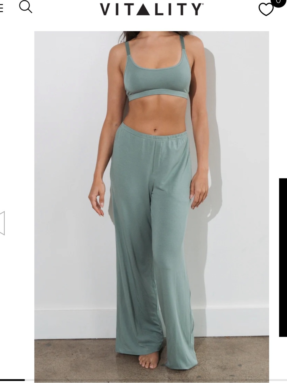 Vitality Vital® Wide Leg Pant & Scoop Bralette SET - Thyme